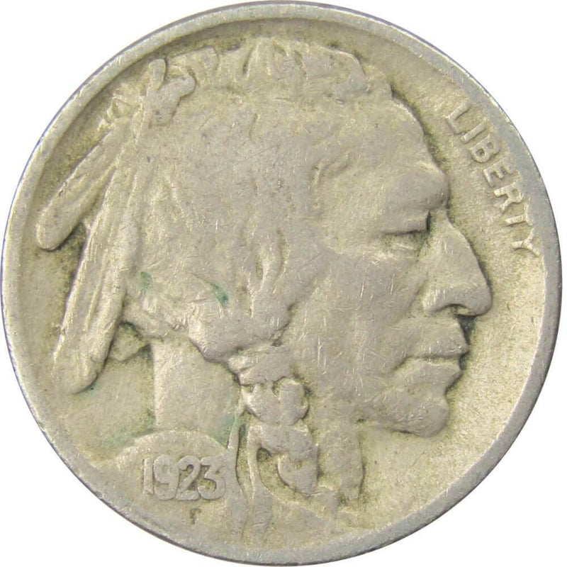 1923 Indian Head Buffalo Nickel 5 Cent Piece F Fine 5c US Coin Collectible - Buffalo Nickels - Indian Head Nickel - Profile Coins &amp; Collectibles