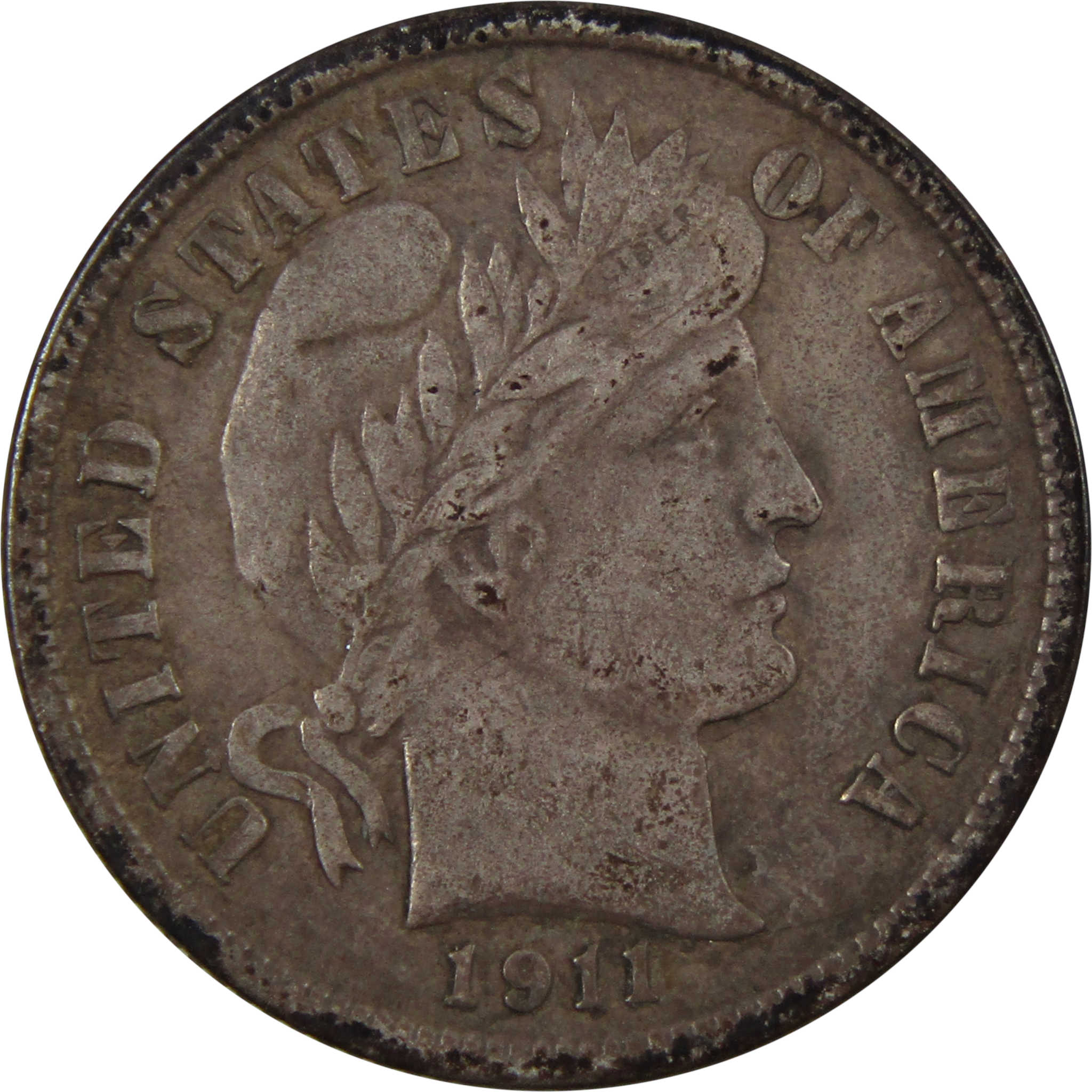 1911 D Barber Dime VF Very Fine 90% Silver 10c Coin SKU:I4782