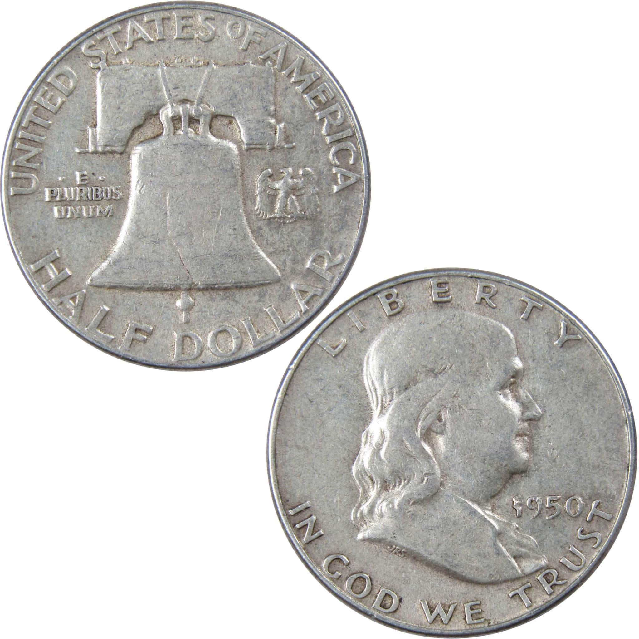 1950 Franklin Half Dollar VF Very Fine 90% Silver 50c US Coin Collectible