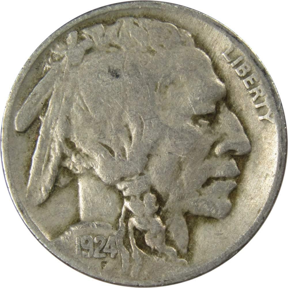 1924 Indian Head Buffalo Nickel 5 Cent Piece VG Very Good 5c US Coin Collectible