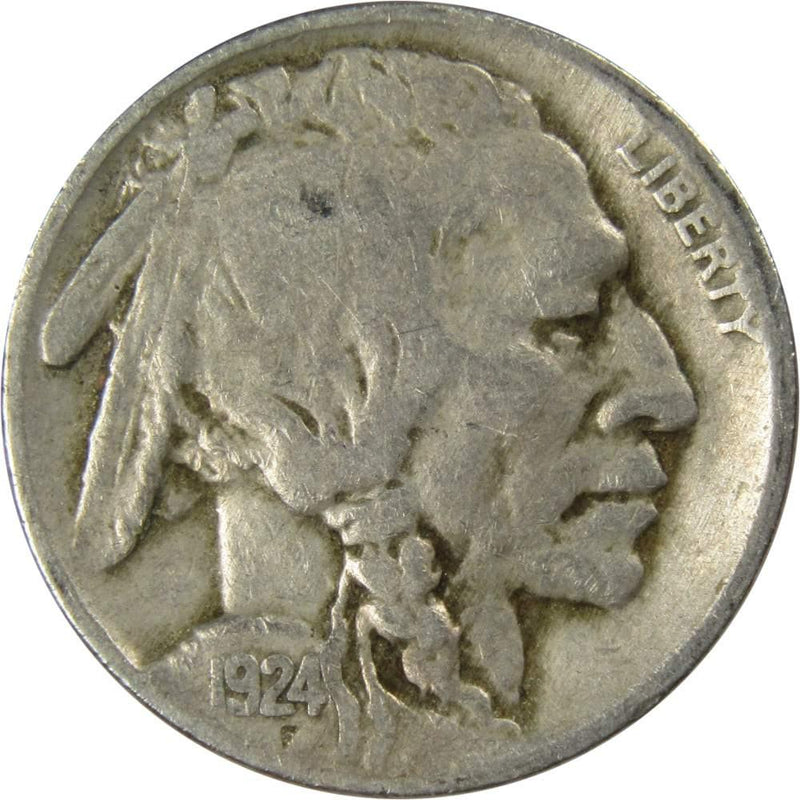 1924 Indian Head Buffalo Nickel 5 Cent Piece VG Very Good 5c US Coin Collectible - Buffalo Nickels - Indian Head Nickel - Profile Coins &amp; Collectibles
