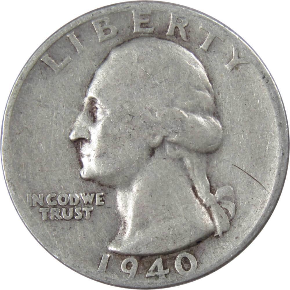 1940 S Washington Quarter AG About Good 90% Silver 25c US Coin Collectible