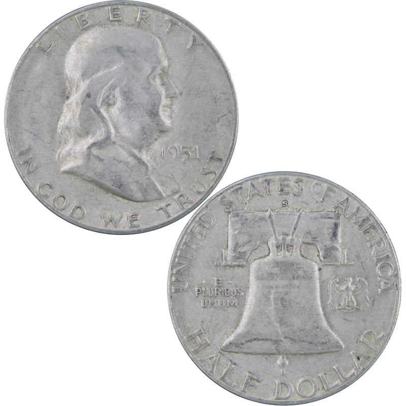 1951 S Franklin Half Dollar XF EF Extremely Fine 90% Silver 50c US Coin - Franklin Half Dollar - Franklin half dollars - Franklin coins - Profile Coins &amp; Collectibles