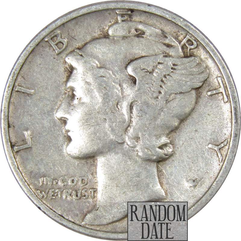 Mercury Dime Random Date VF Very Fine 90% Silver 10c US Coin Collectible - Mercury Dimes - Winged Liberty Dime - Profile Coins &amp; Collectibles