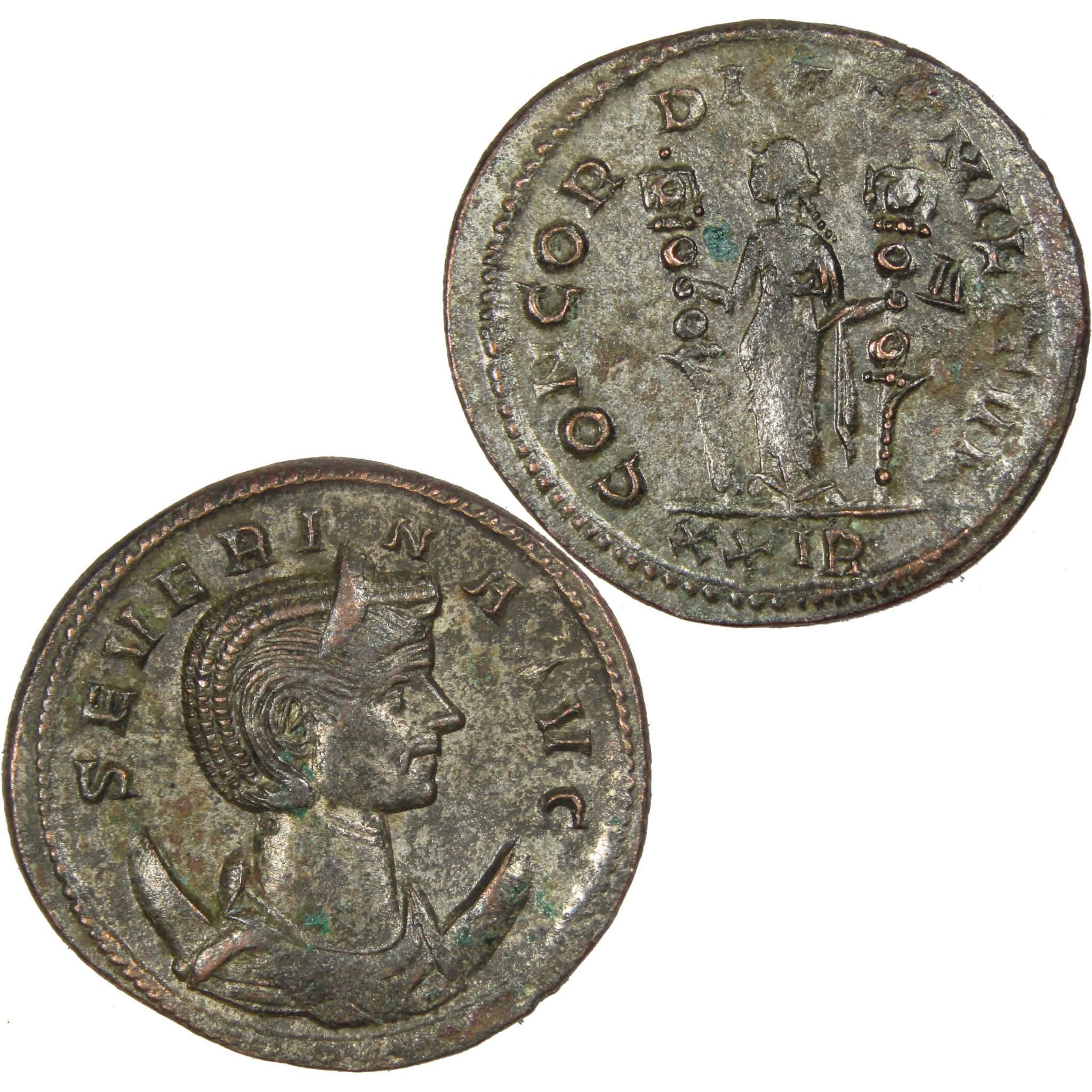 270-275 AD Severina Antoninian XF Bronze-Silvered Ancient SKU:IPC3797