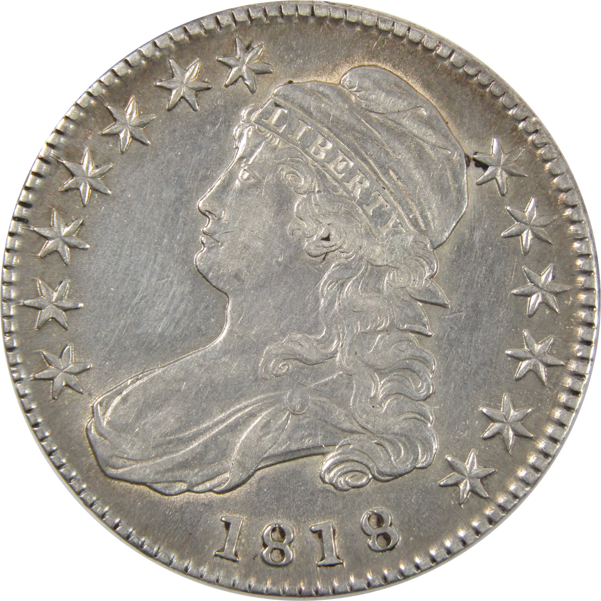 1818 Capped Bust Half Dollar XF EF Details 89.24% Silver 50c SKU:I7474