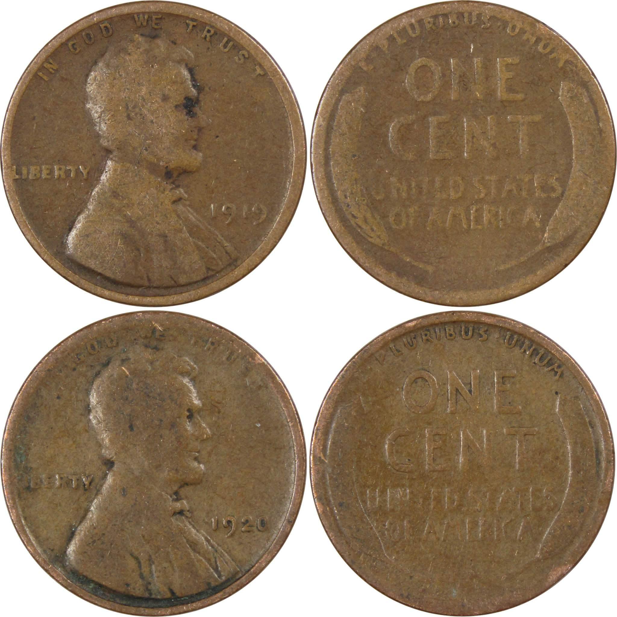 Pre-1930 Lincoln Wheat Cent 10 Piece Set Bronze Penny 1c US Coin Collectible