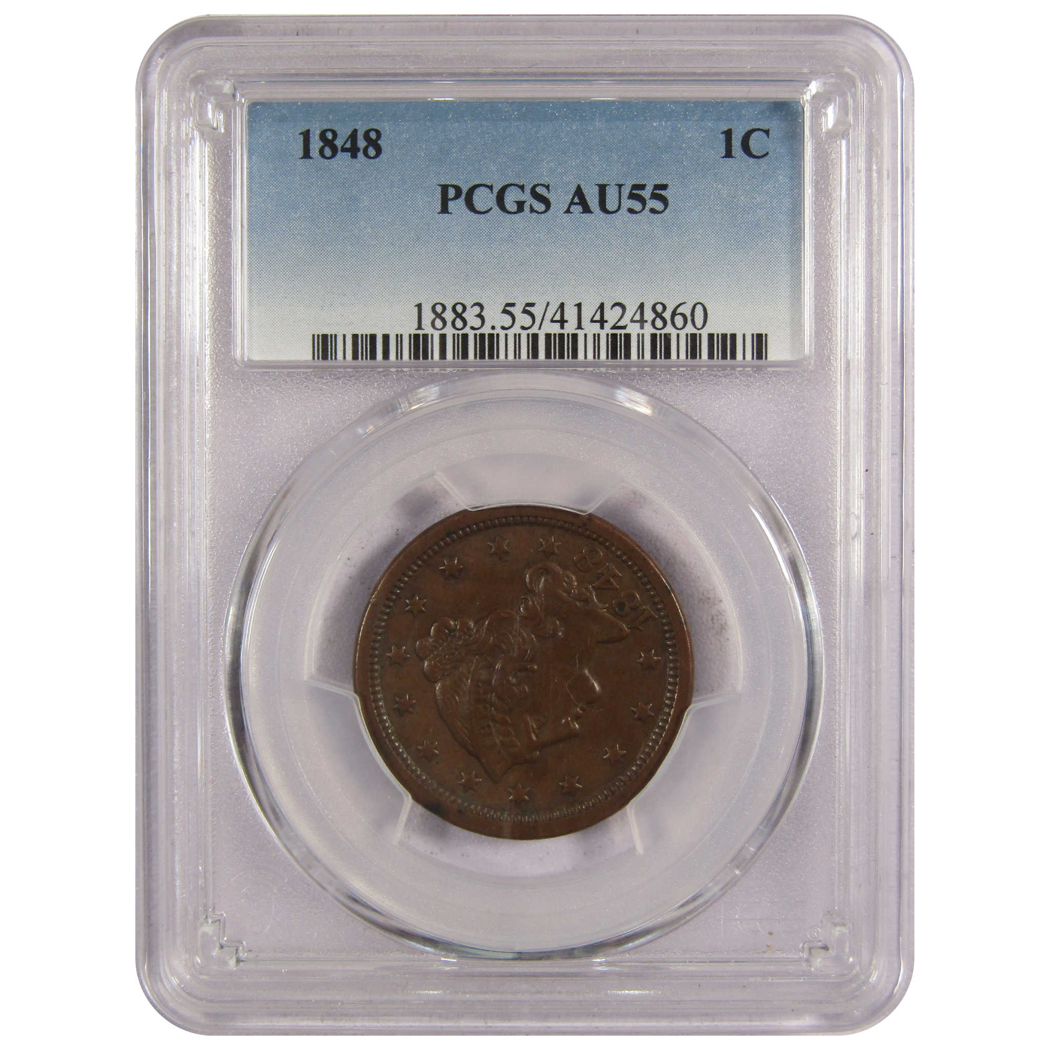 1848 Braided Hair Large Cent AU 55 PCGS Copper Penny Coin SKU:IPC7283