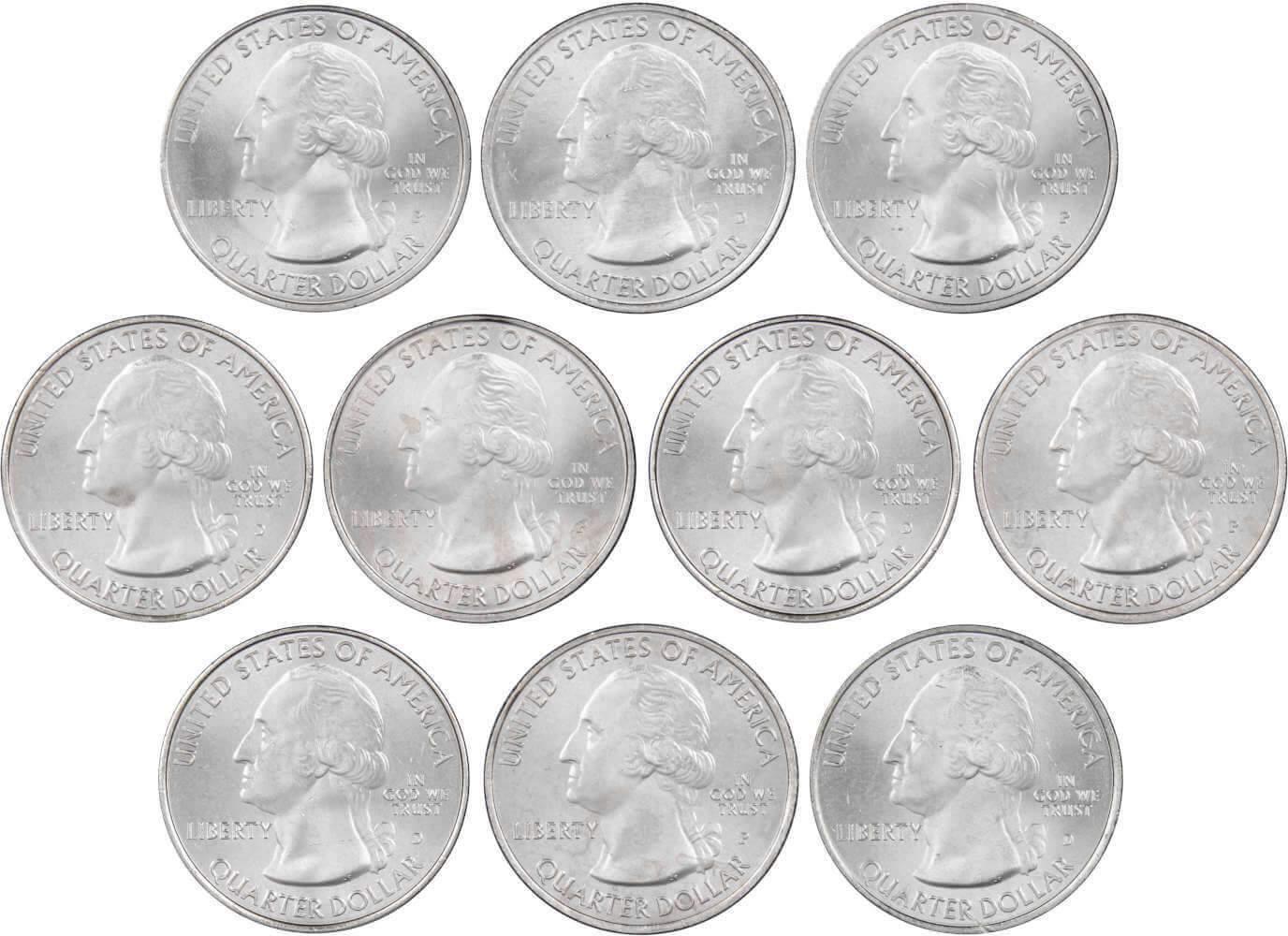 2016 P&D National Park Quarter 10 Coin Set Uncirculated Mint State 25c