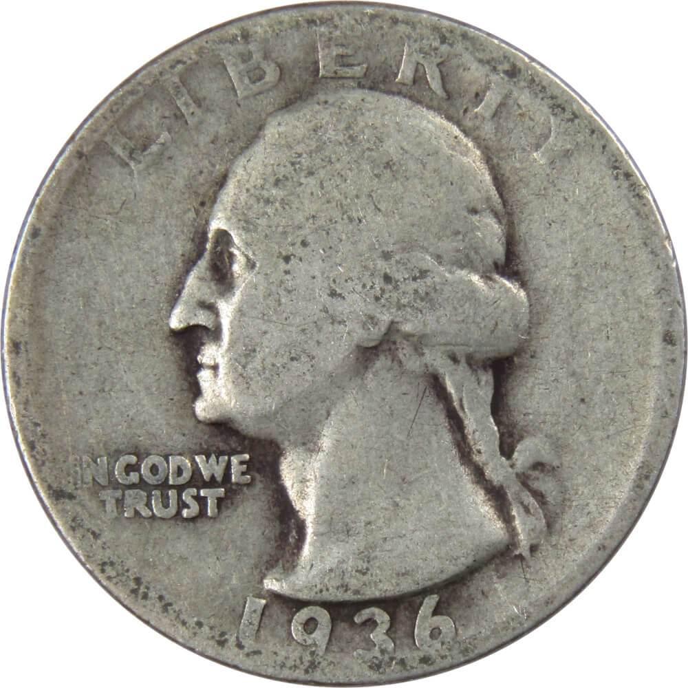 1936 D Washington Quarter AG About Good 90% Silver 25c US Coin Collectible