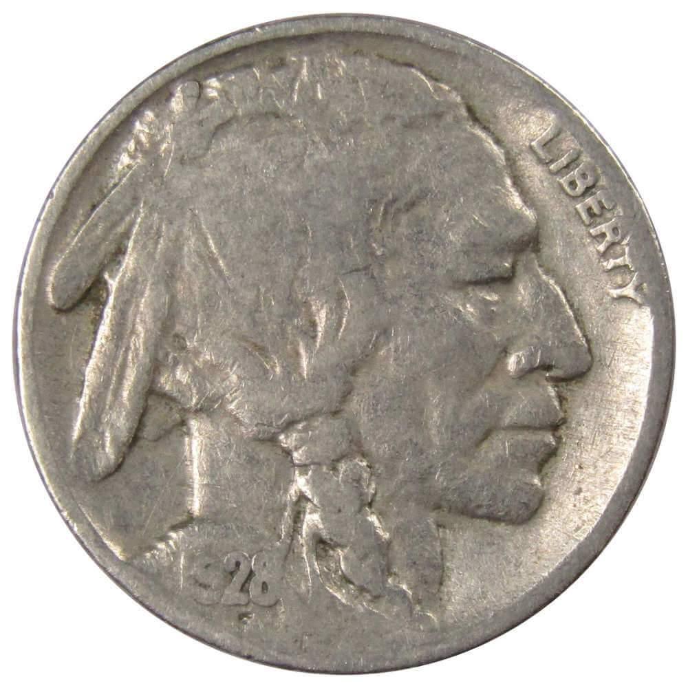 1928 Indian Head Buffalo Nickel 5 Cent Piece VG Very Good 5c US Coin Collectible