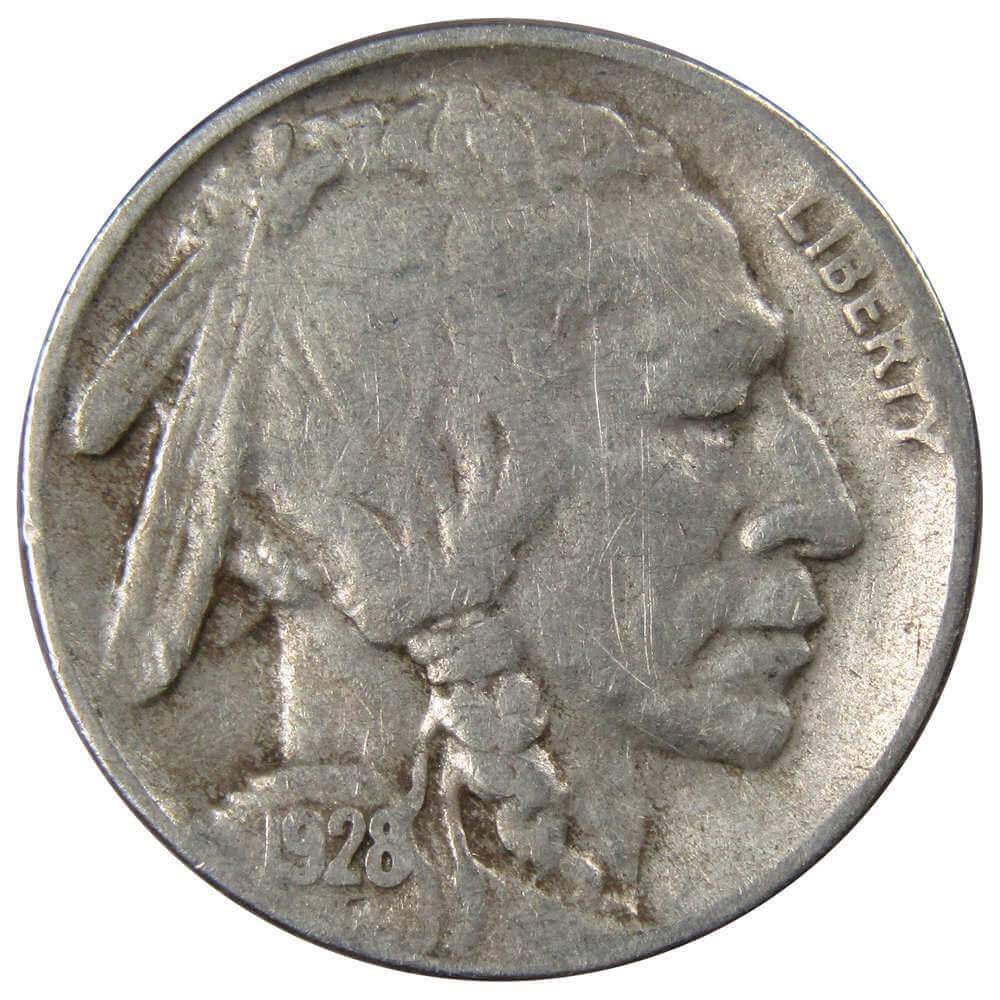 1928 S Indian Head Buffalo Nickel 5 Cent Piece AG About Good 5c US Coin