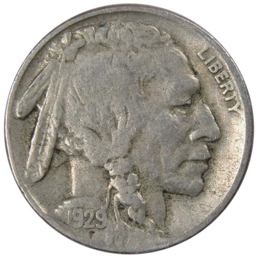 1929 S Indian Head Buffalo Nickel 5 Cent Piece AG About Good 5c US Coin