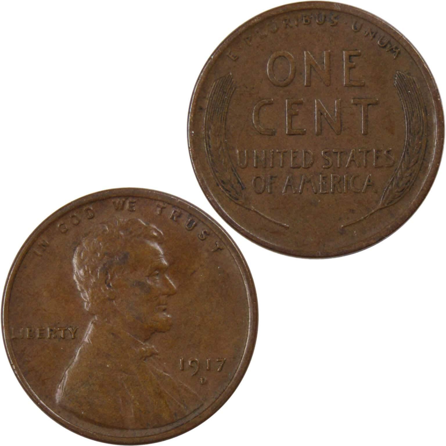 1917 D Lincoln Wheat Cent XF EF Extremely Fine Bronze Penny 1c Coin Collectible