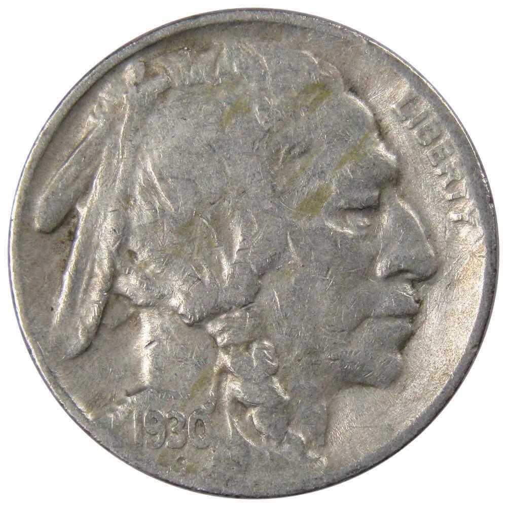 1930 S Indian Head Buffalo Nickel 5 Cent Piece VF Very Fine 5c US Coin