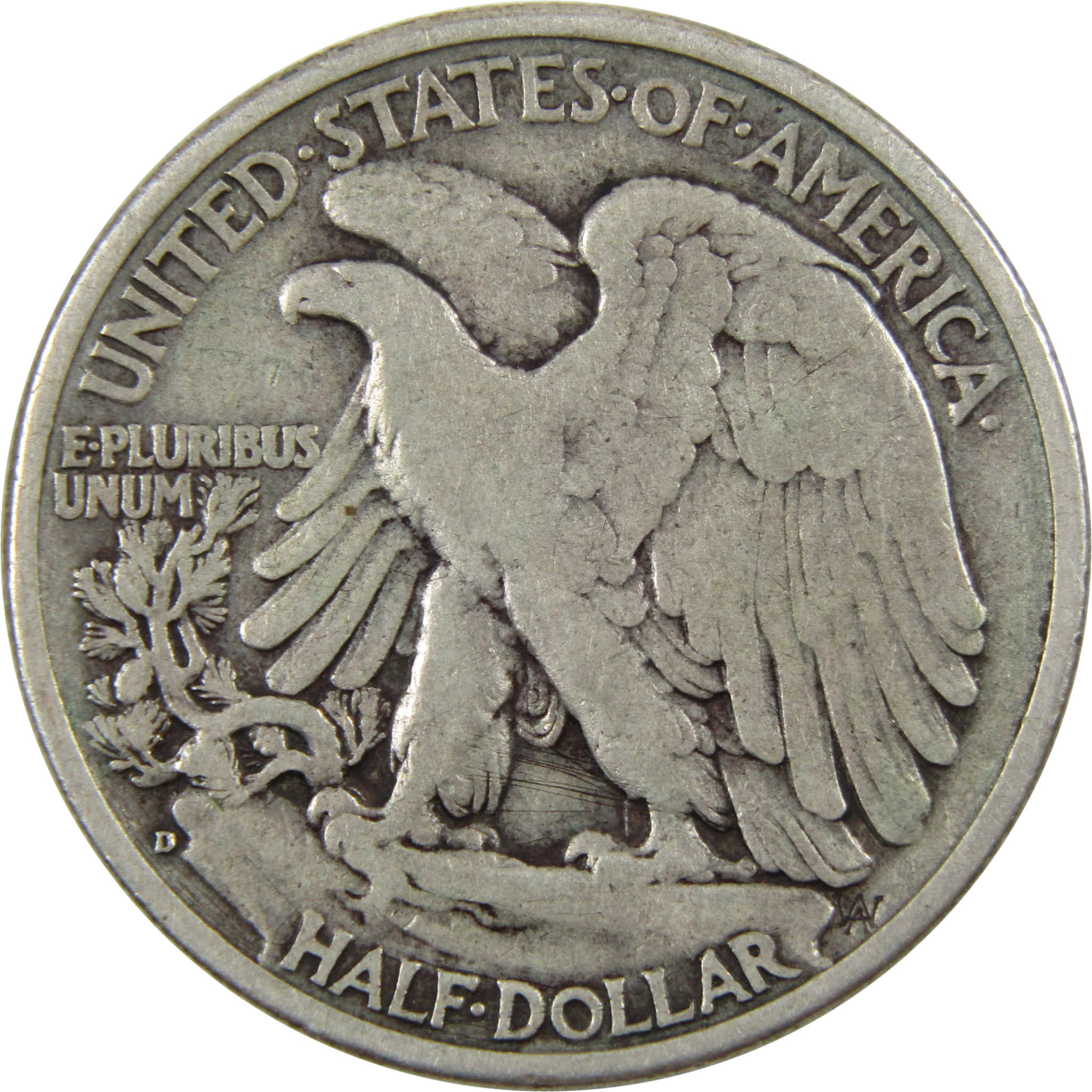 1938 D Liberty Walking Half Dollar F Fine 90% Silver SKU:I5347