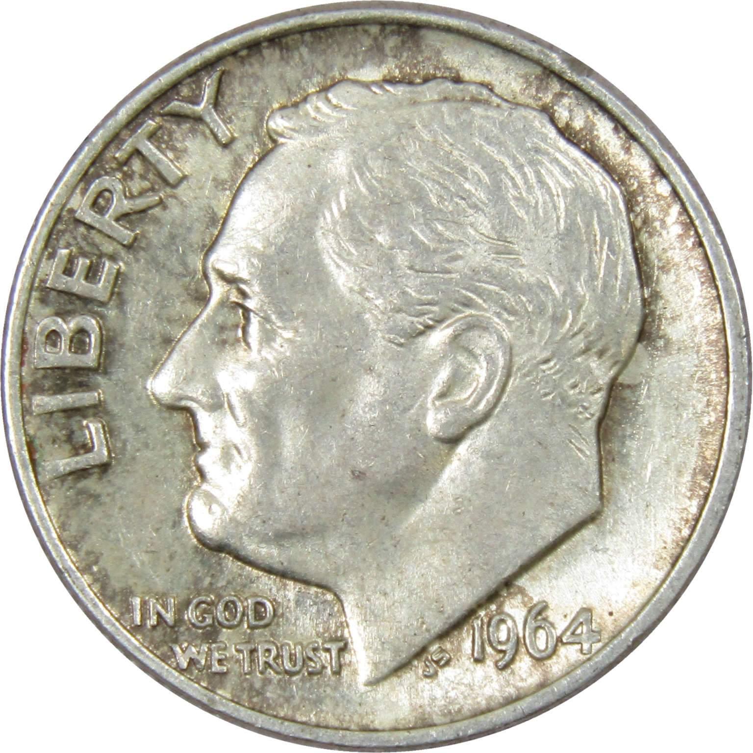 1964 Roosevelt Dime AG About Good 90% Silver 10c US Coin Collectible