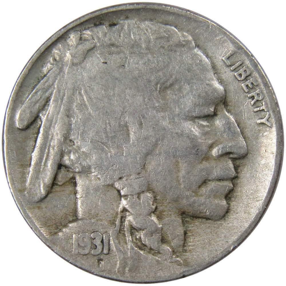 1931 S Indian Head Buffalo Nickel 5 Cent Piece F Fine 5c US Coin Collectible