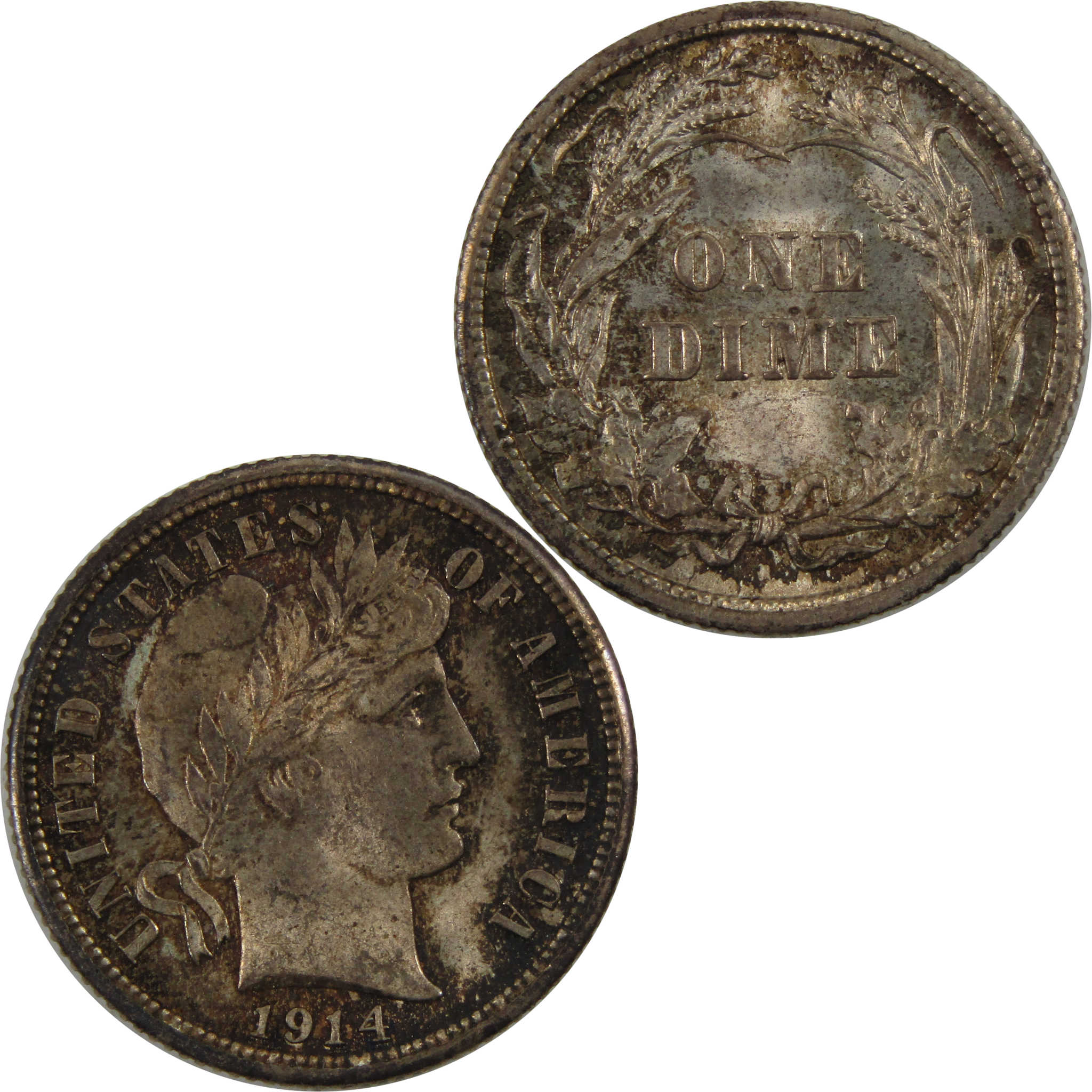 1914 Barber Dime BU Choice Uncirculated 90% Silver 10c Coin SKU:I7673