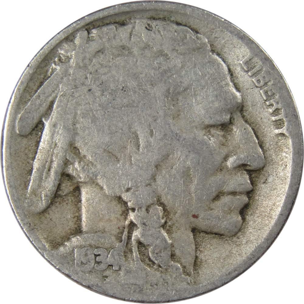 1934 D Indian Head Buffalo Nickel 5 Cent Piece G Good 5c US Coin Collectible