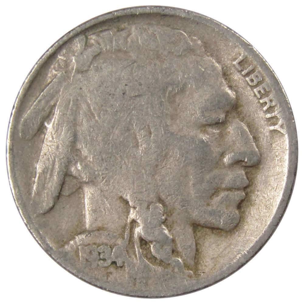 1934 D Indian Head Buffalo Nickel 5 Cent Piece AG About Good 5c US Coin