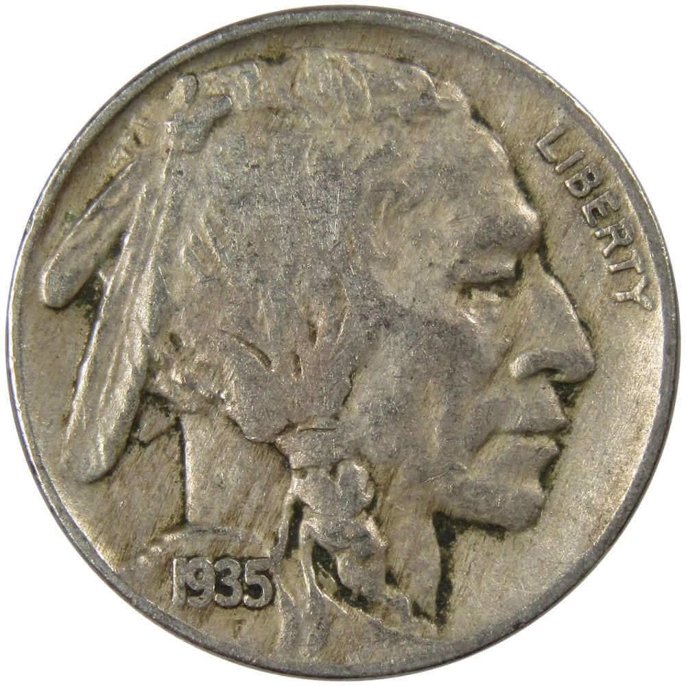 1935 Indian Head Buffalo Nickel 5 Cent Piece VF Very Fine 5c US Coin Collectible