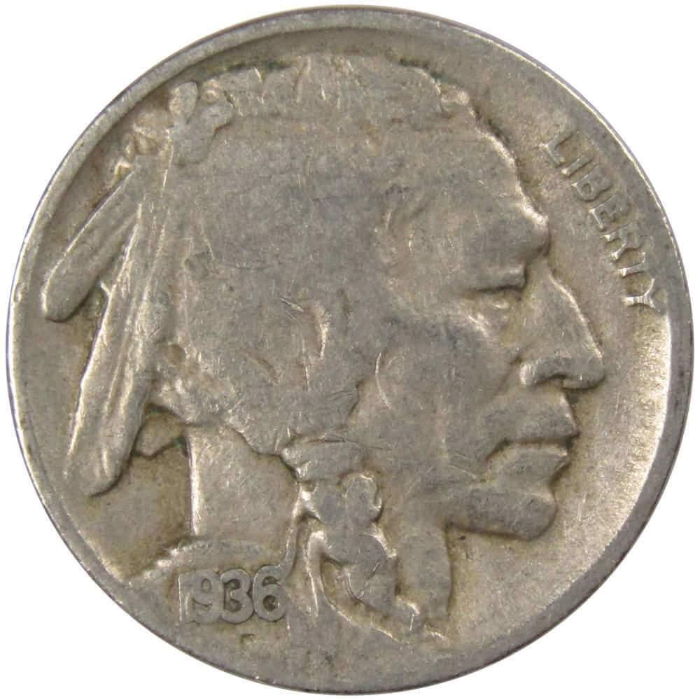1936 D Indian Head Buffalo Nickel 5 Cent Piece G Good 5c US Coin Collectible