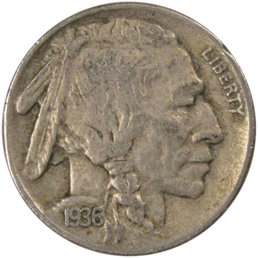 1936 D Indian Head Buffalo Nickel 5 Cent Piece VF Very Fine 5c US Coin