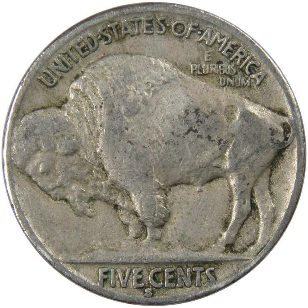 1936 S Indian Head Buffalo Nickel 5 Cent Piece F Fine 5c US Coin Collectible