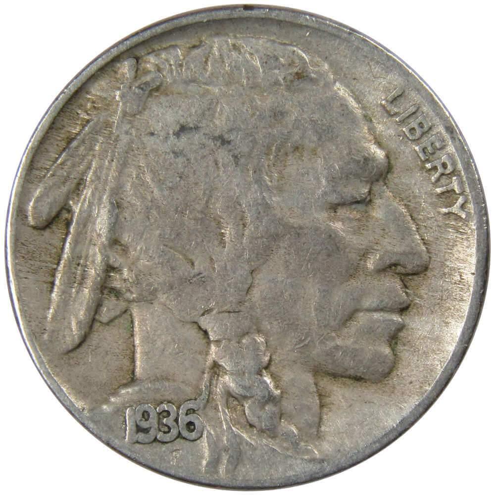 1936 S Indian Head Buffalo Nickel 5 Cent Piece VF Very Fine 5c US Coin
