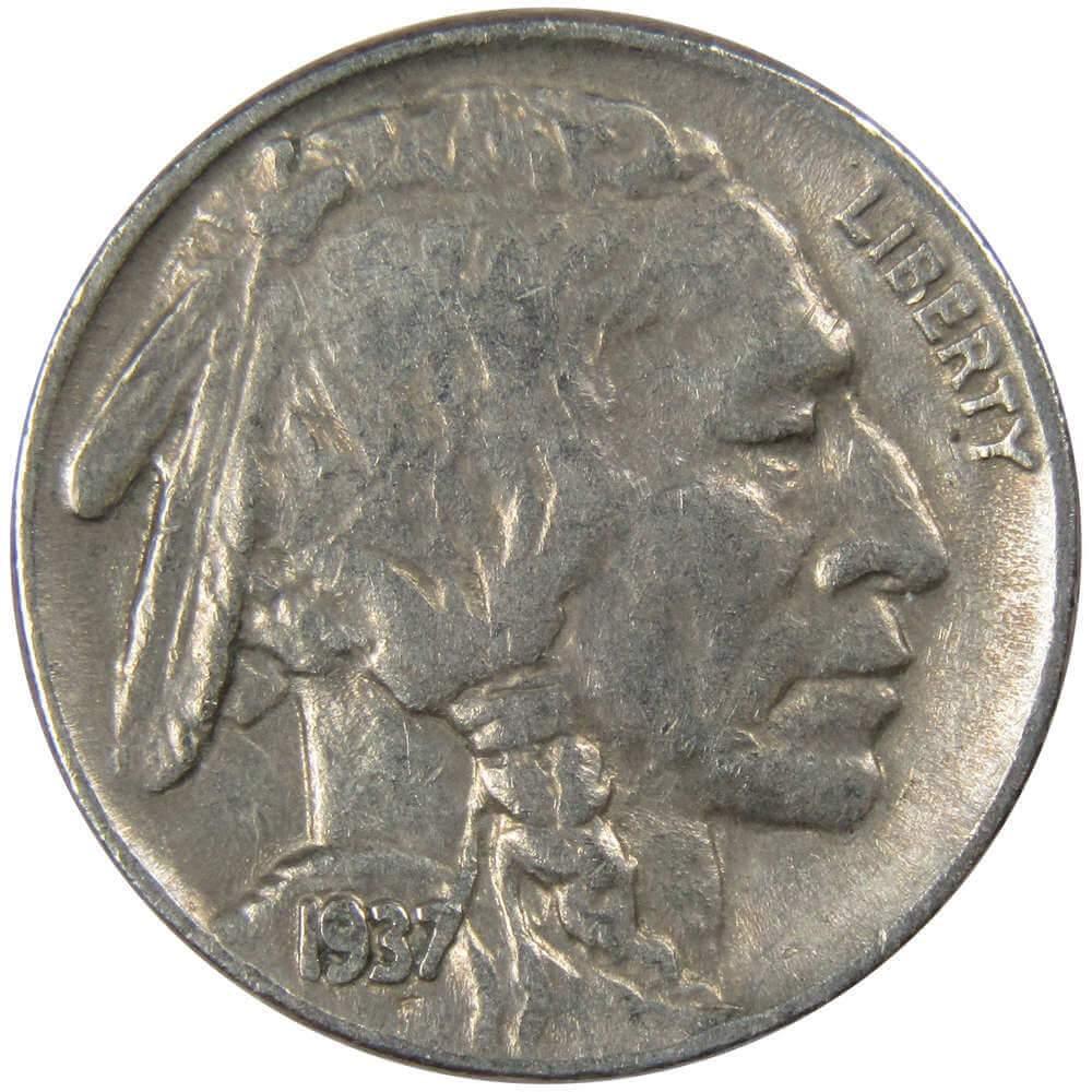 1937 Indian Head Buffalo Nickel 5 Cent Piece VF Very Fine 5c US Coin Collectible