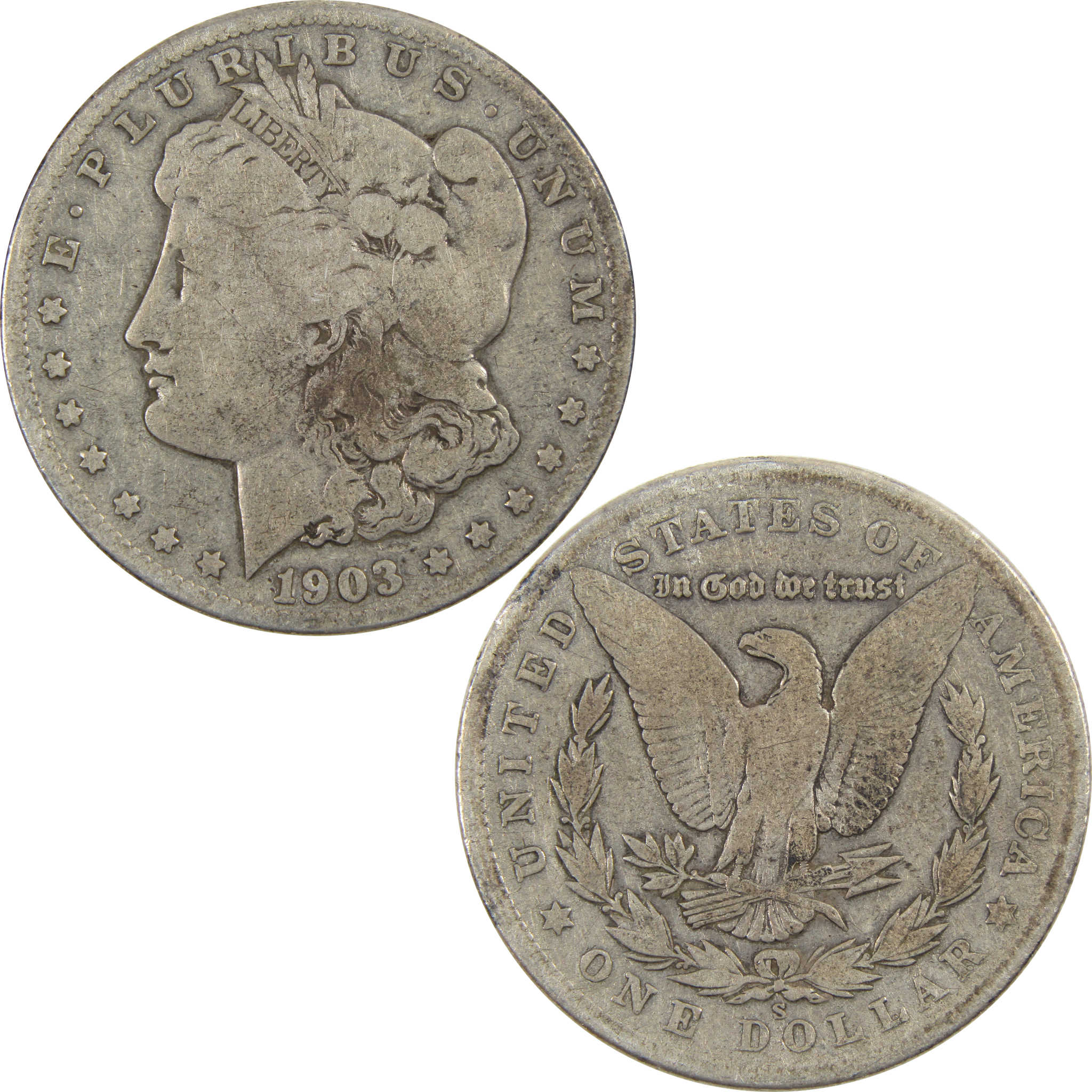 1903 S Morgan Dollar G Good 90% Silver $1 US Coin SKU:I3980 - Morgan coin - Morgan silver dollar - Morgan silver dollar for sale - Profile Coins &amp; Collectibles