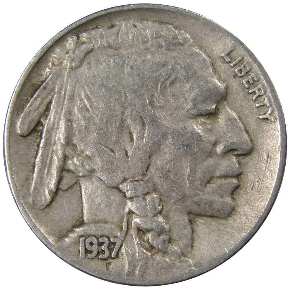 1937 D Indian Head Buffalo Nickel 5 Cent Piece VF Very Fine 5c US Coin