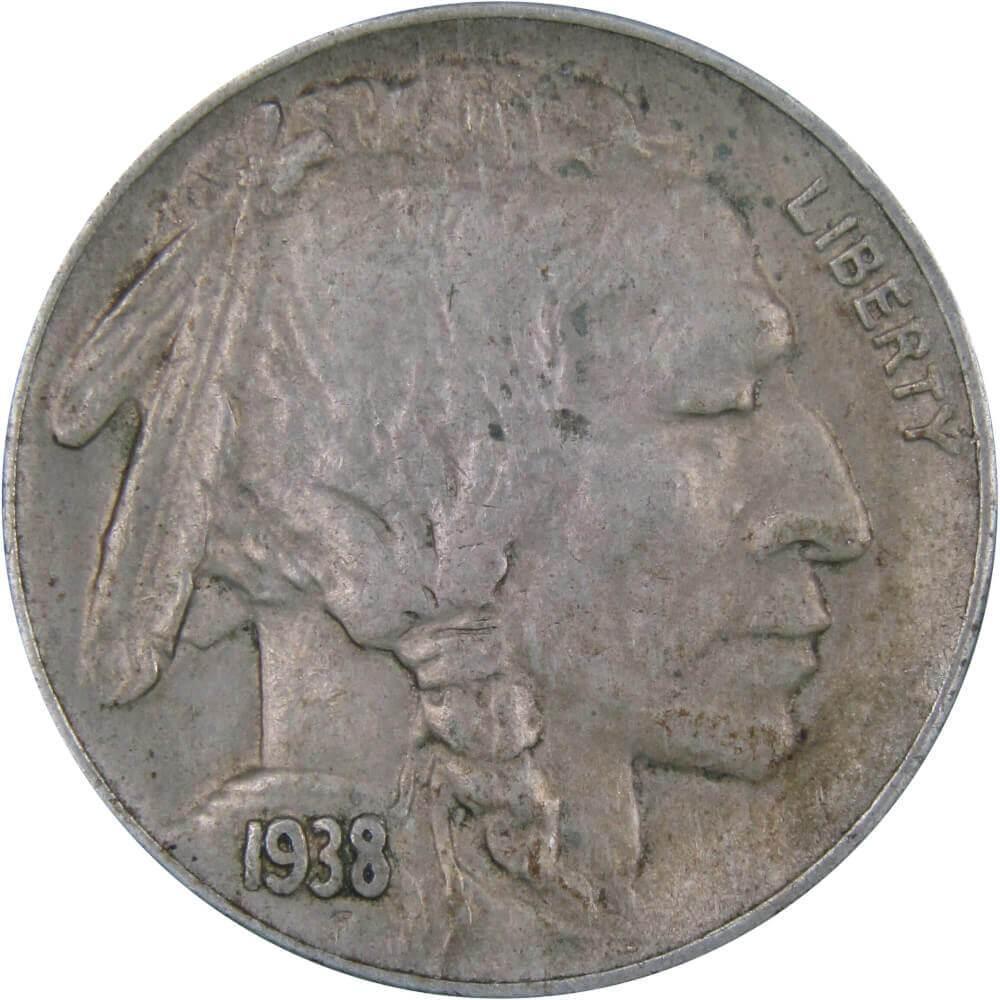 1938 D Indian Head Buffalo Nickel 5 Cent Piece XF EF Extremely Fine 5c US Coin