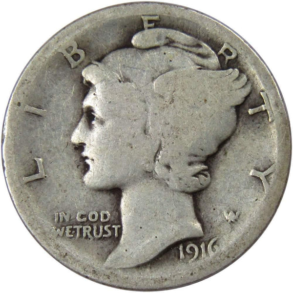 1916 Mercury Dime 90% Silver 10c Piece US Coin Collectible - Mercury Dimes - Winged Liberty Dime - Profile Coins &amp; Collectibles