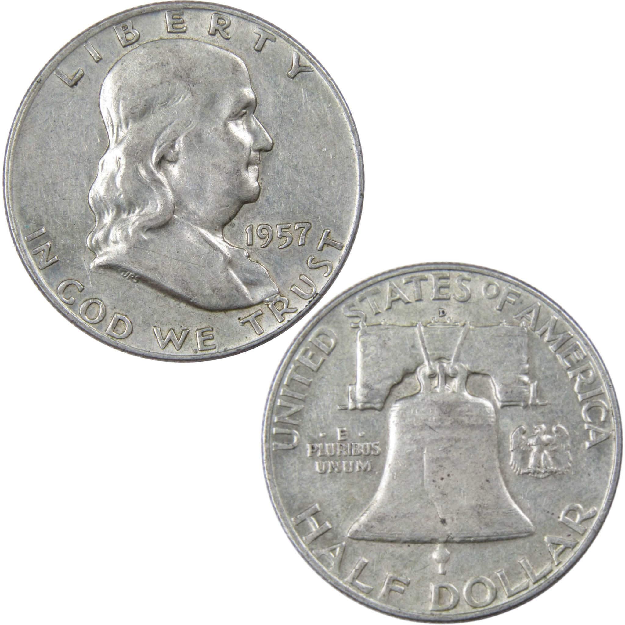 1957 D Franklin Half Dollar VF Very Fine 90% Silver 50c US Coin Collectible