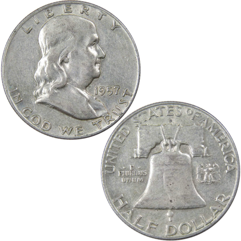 1957 D Franklin Half Dollar VF Very Fine 90% Silver 50c US Coin Collectible - Franklin Half Dollar - Franklin half dollars - Franklin coins - Profile Coins &amp; Collectibles
