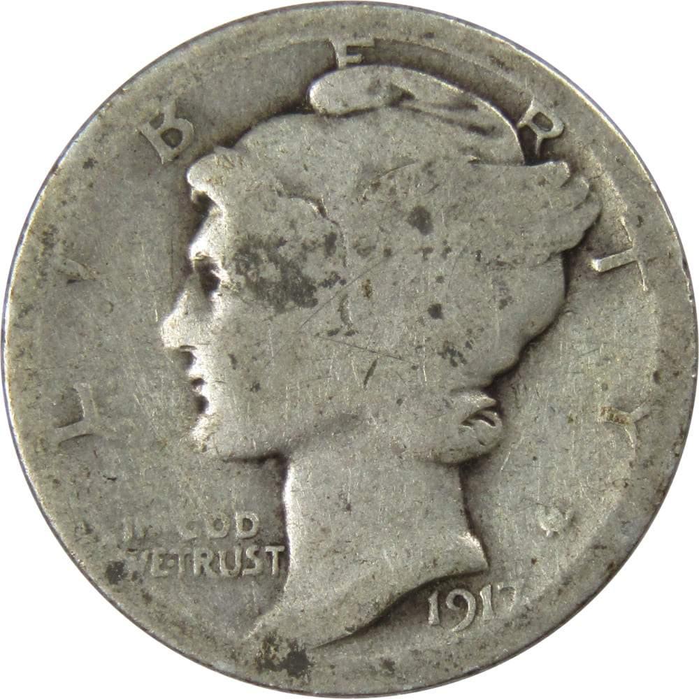 1917 Mercury Dime 90% Silver 10c US Coin Collectible