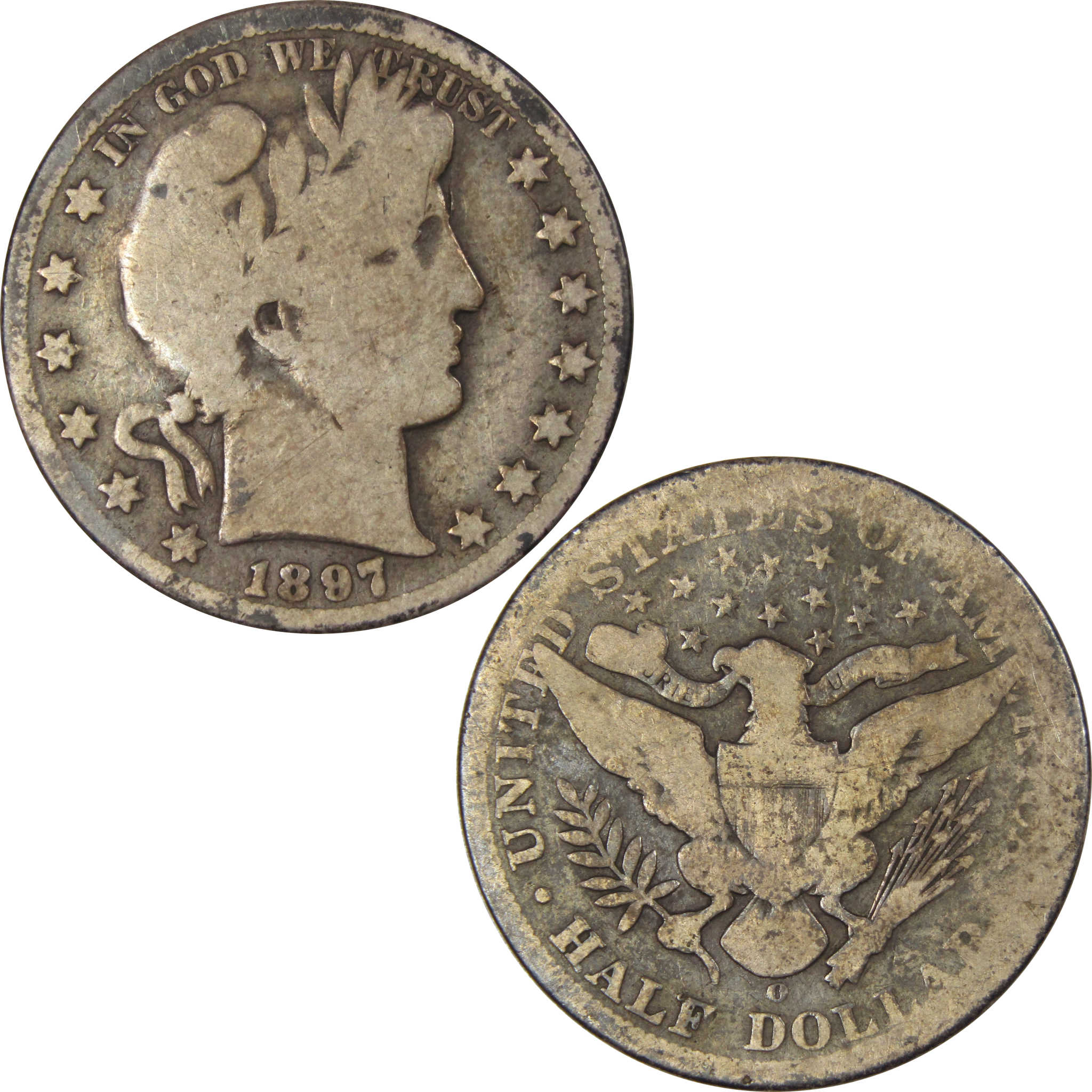 1897 O Barber Half Dollar AG About Good 90% Silver 50c SKU:IPC6359