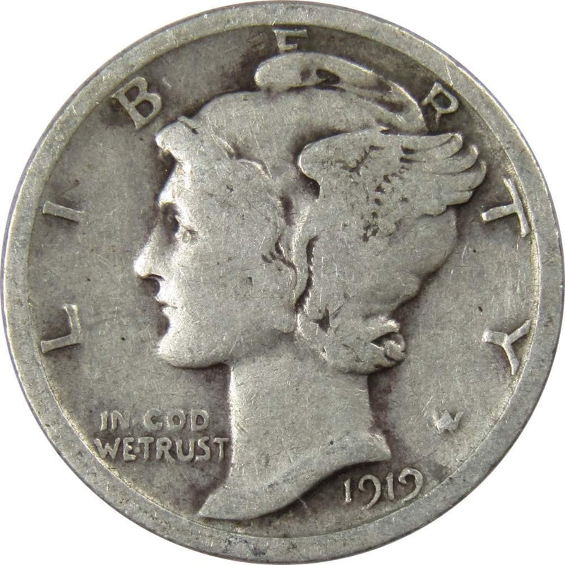 1919 Mercury Dime AG About Good 90% Silver 10c US Coin Collectible - Mercury Dimes - Winged Liberty Dime - Profile Coins &amp; Collectibles