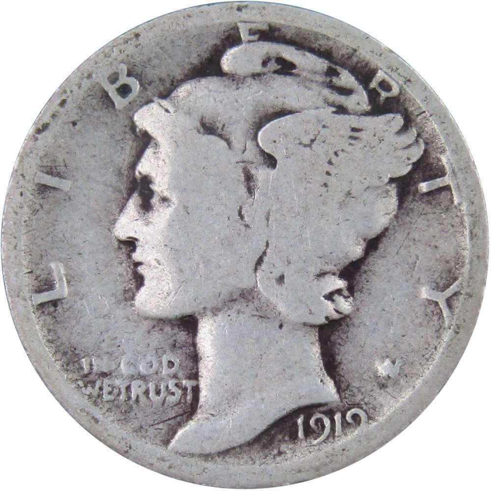 1919 Mercury Dime 90% Silver 10c US Coin Collectible