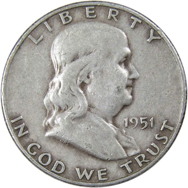 1951 D Franklin Half Dollar VF Very Fine 90% Silver 50c US Coin