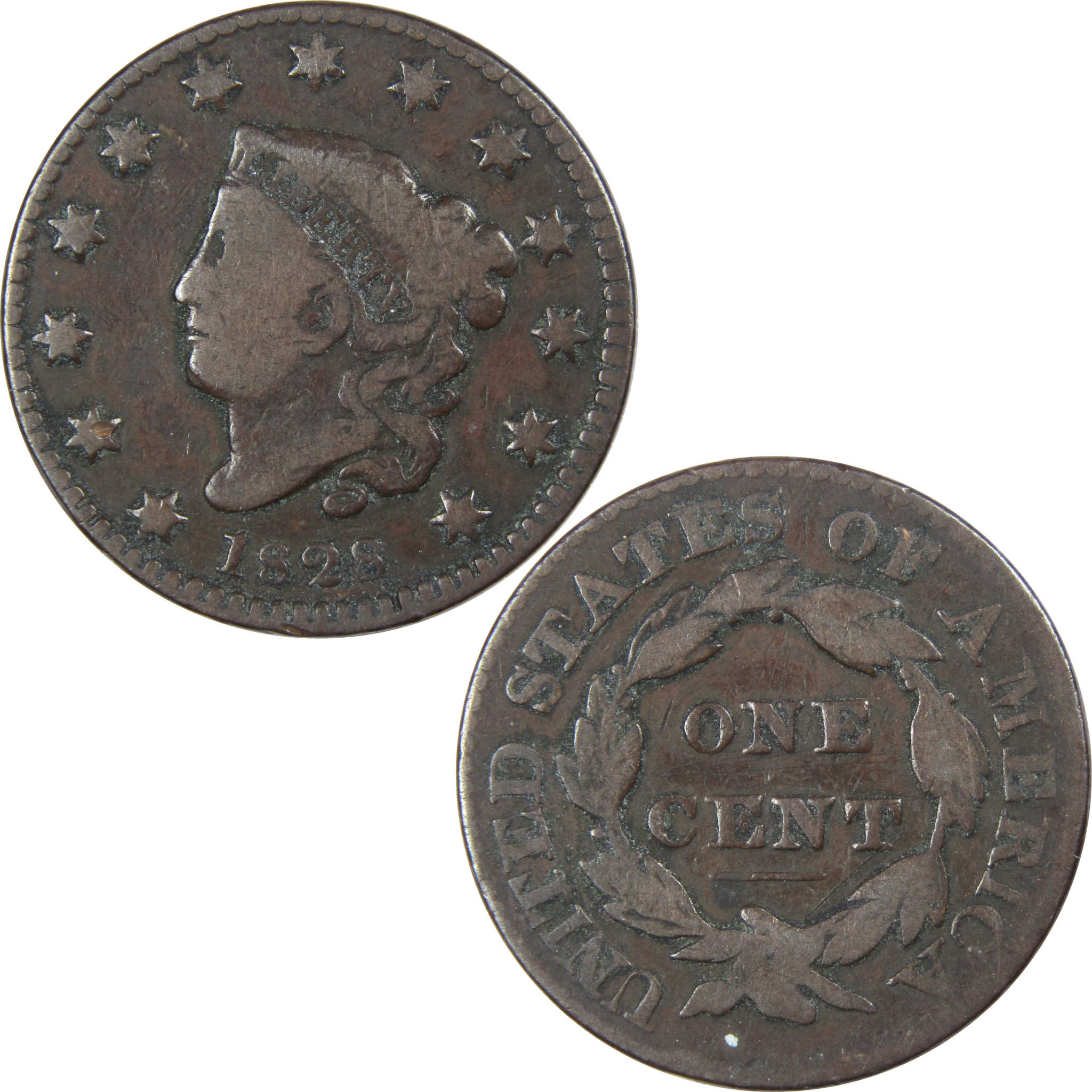 1828 Small Wide Date Coronet Head Large Cent VG Copper SKU:IPC6049