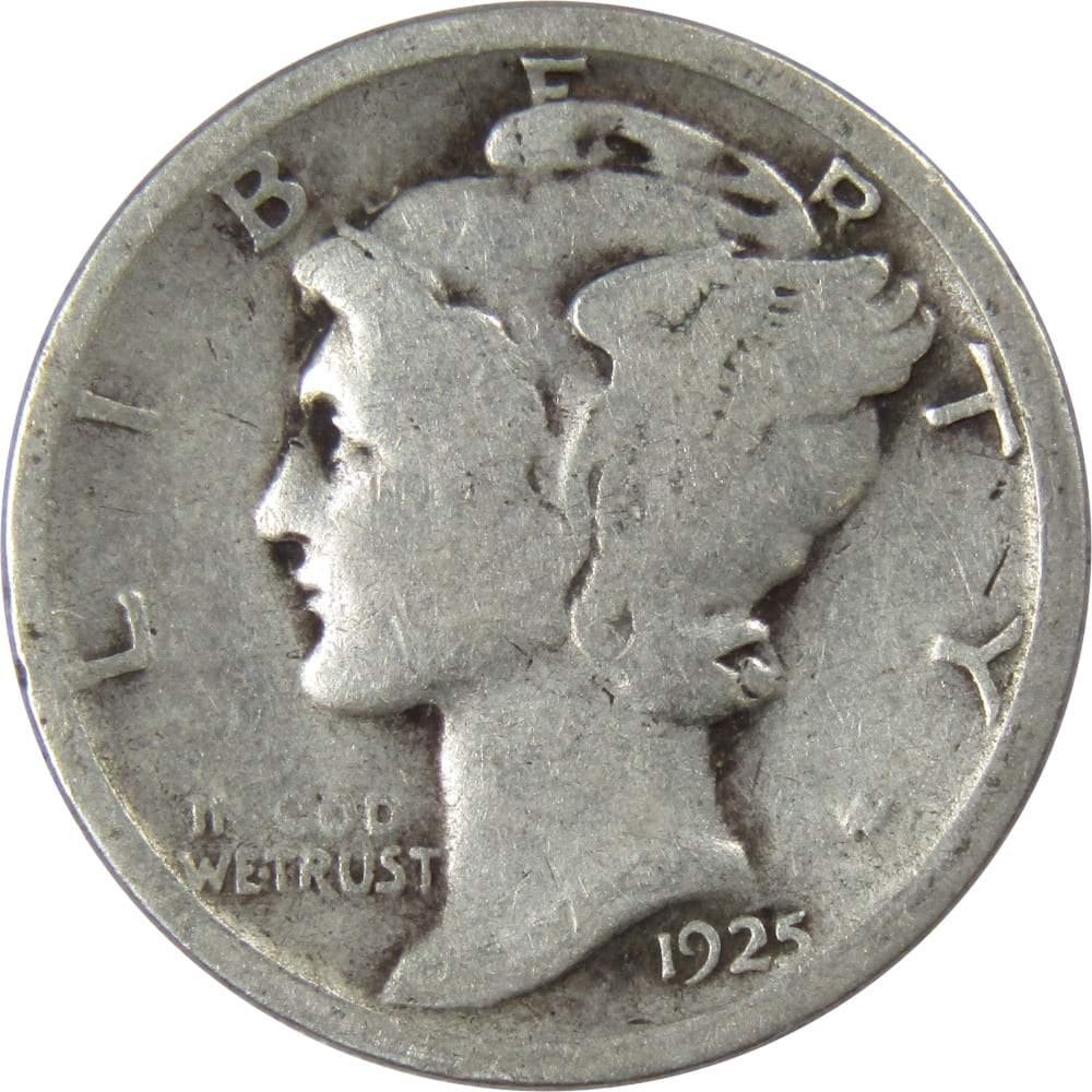 1925 Mercury Dime 90% Silver 10c US Coin Collectible