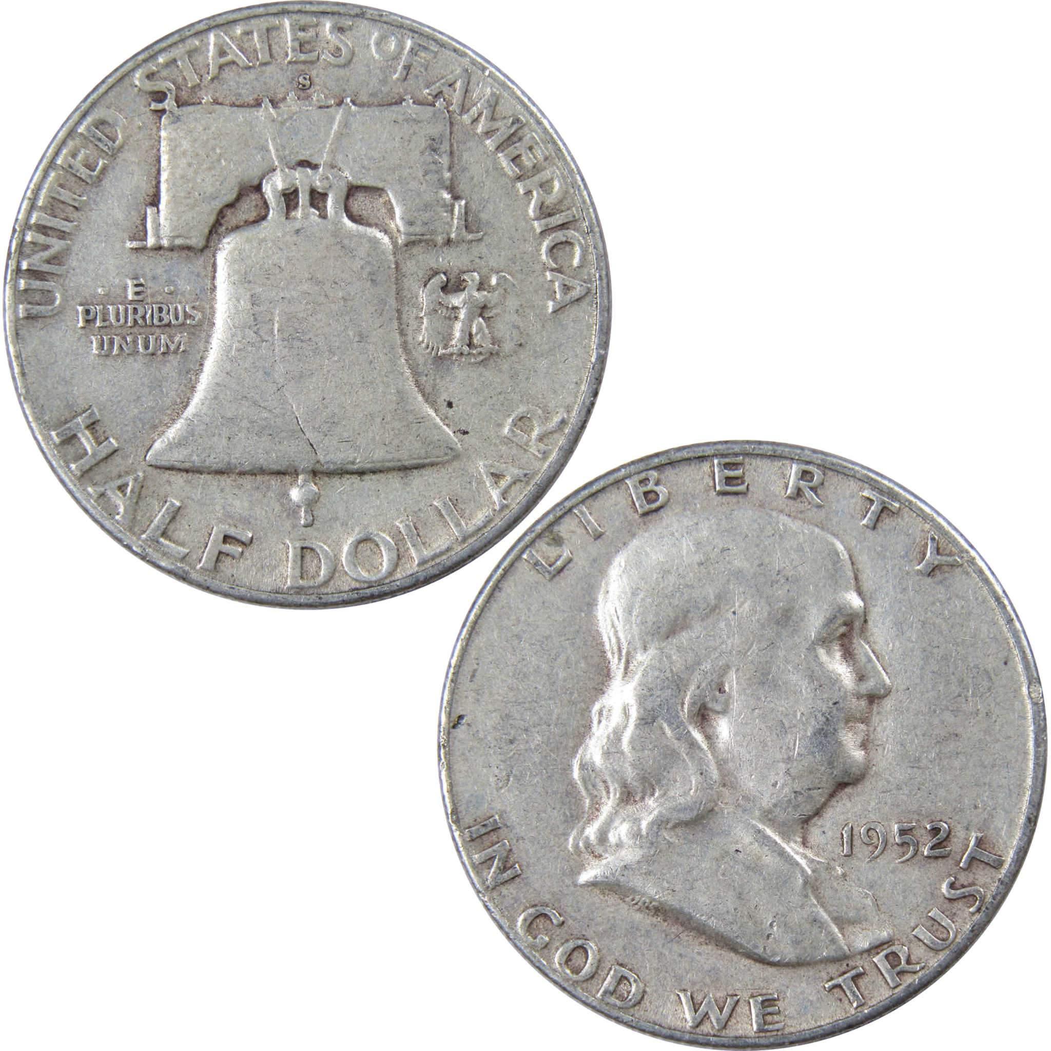 1952 S Franklin Half Dollar F Fine 90% Silver 50c US Coin Collectible