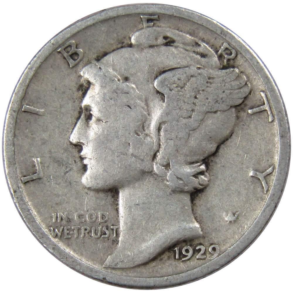1929 Mercury Dime VG Very Good 90% Silver 10c US Coin Collectible