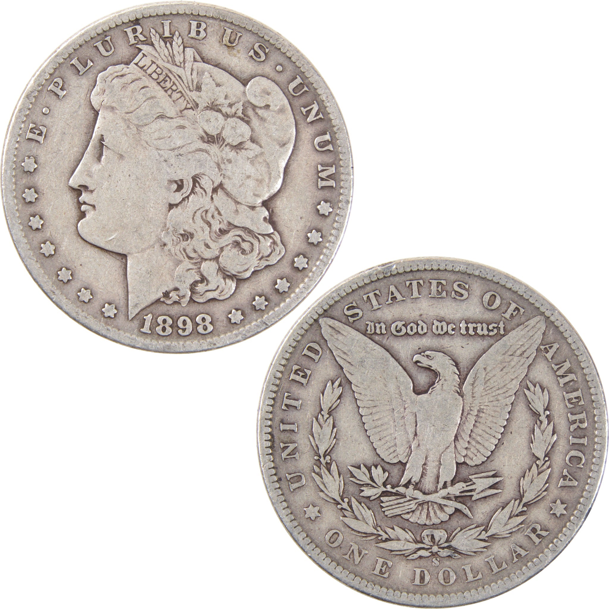 1898 S Morgan Dollar VG Very Good 90% Silver US Coin SKU:I2539 - Morgan coin - Morgan silver dollar - Morgan silver dollar for sale - Profile Coins &amp; Collectibles
