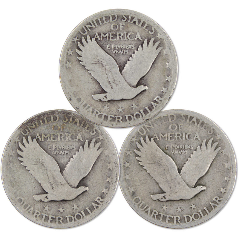 Standing Liberty Quarter 3 Coin PDS All Mint Gift Set AG About Good 90% Silver - Standing Liberty Quarter for Sale - Profile Coins &amp; Collectibles