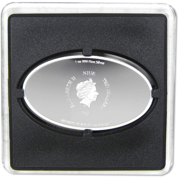 DC Batman Logo 1 oz .999 Fine Silver $2 Colorized Proof Coin 2021 Niue COA