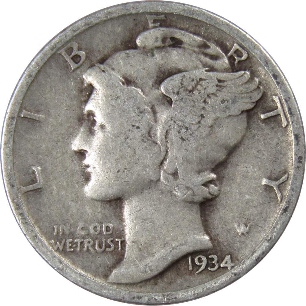1934 Mercury Dime VG Very Good 90% Silver 10c US Coin Collectible